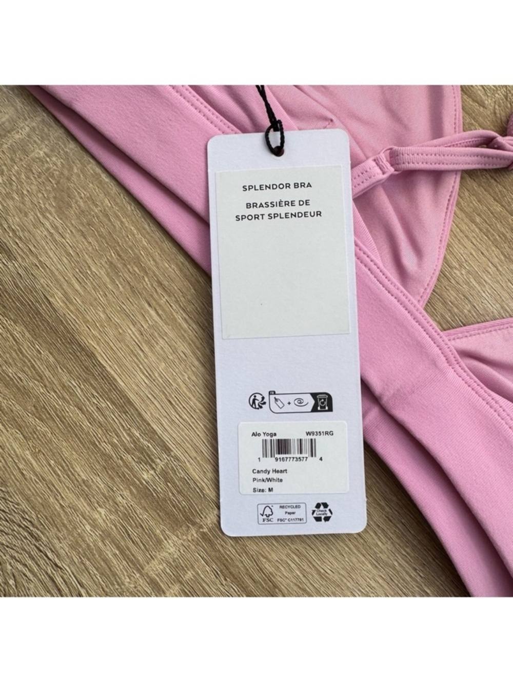 NWT Alo Yoga Splendor Bra Top in Candy Heart Pink Medium - Picture 5 of 13